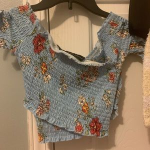 Floral blue tube top